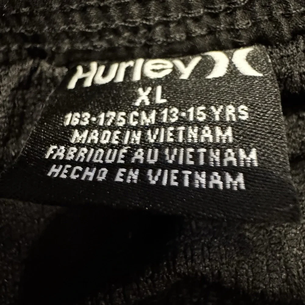 Hurley Surf Swim Shorts Youth XL Fits 30 Waist Black Graphic Elastic‎
